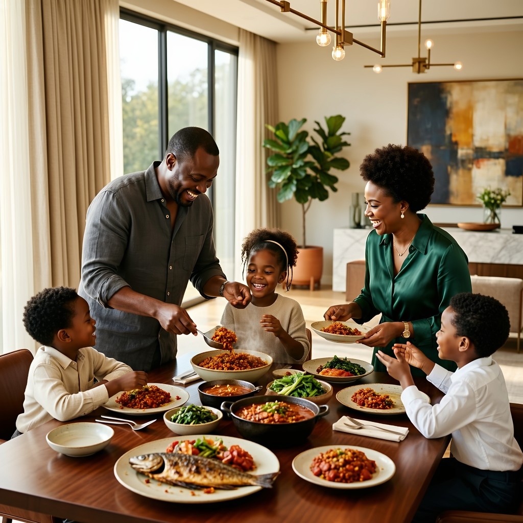 African family sharing a meal together